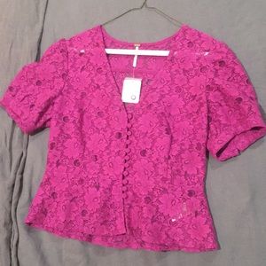 Free People Lace Peplum Top
